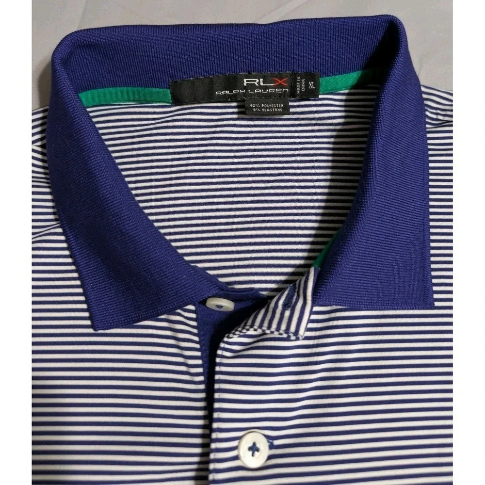 RLX Ralph Lauren Golf Polo‎ Shirt Congressional Country Club Blue Stripe XL